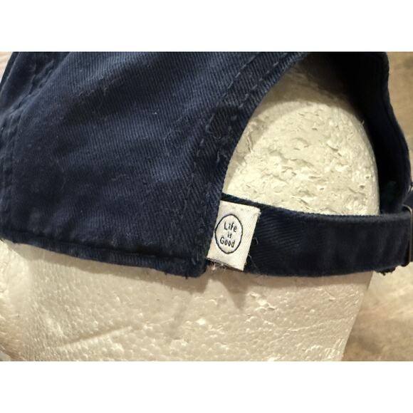 LIFE IS GOOD Unisex Navy Blue 100% Cotton Adjustable Strapback Hat Baseball Cap - Picture 7 of 9